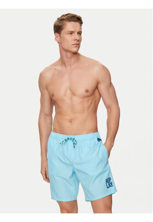 Replay Szorty kąpielowe LM1141.000.82972 Błękitny Regular Fit. Kolor: niebieski. Materiał: syntetyk
