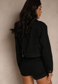 Renee - Czarna Kurtka Jeansowa o Klasycznym Kroju Hanelitia. Kolor: czarny. Materiał: jeans. Styl: klasyczny #5