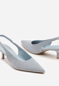 Renee - Niebieskie Czółenka Slingback na Obcasie Kaczuszka z Noskiem w Szpic Tulabis. Okazja: na co dzień. Zapięcie: pasek. Kolor: niebieski. Materiał: jeans. Obcas: na obcasie. Styl: casual, elegancki. Wysokość obcasa: średni #3