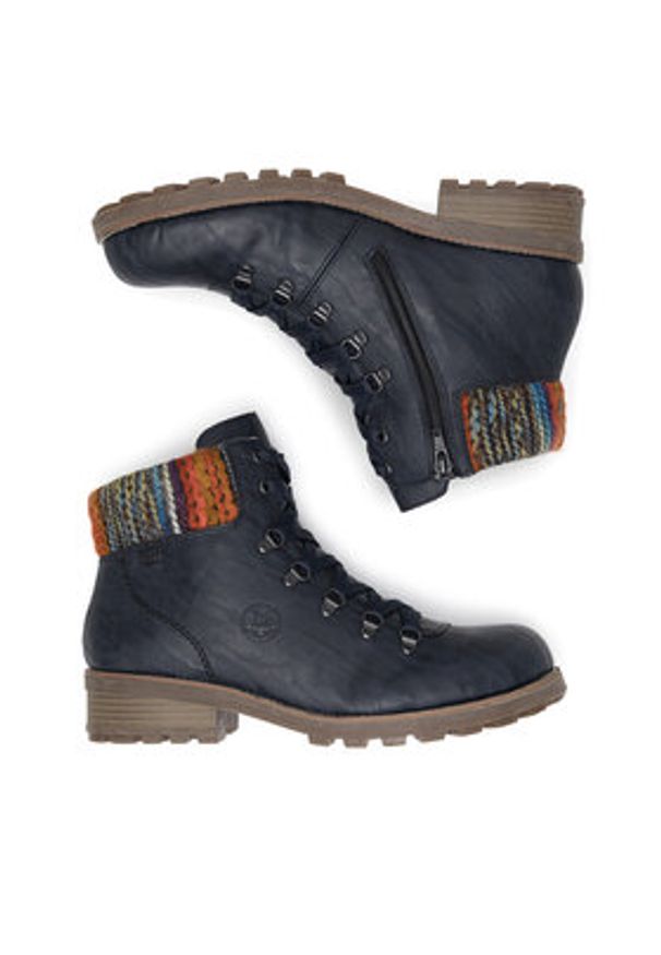 Rieker Trzewiki Z0445-14 Niebieski. Kolor: niebieski. Materiał: materiał