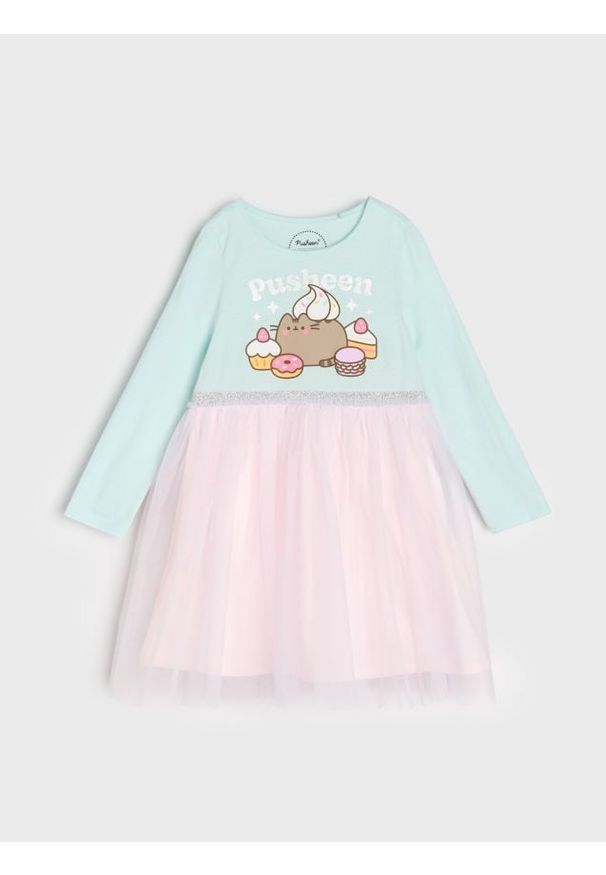 Sinsay - Sukienka z tiulem Pusheen the Cat - zielony. Kolor: zielony. Materiał: tiul