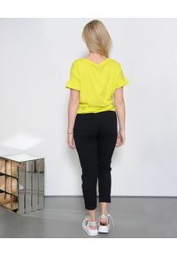 Deha - DEHA - Neonowy t-shirt z falbanką. Kolor: żółty. Materiał: bawełna. Sezon: wiosna #2