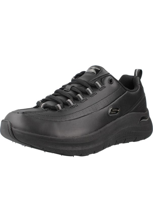 skechers - Buty do chodzenia damskie Skechers Arch Fit. Kolor: czarny. Materiał: skóra, tkanina. Sport: turystyka piesza