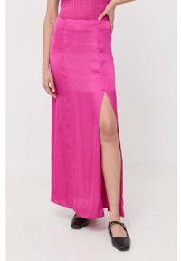 MAX&Co. spódnica kolor różowy midi prosta. Kolor: różowy. Materiał: tkanina