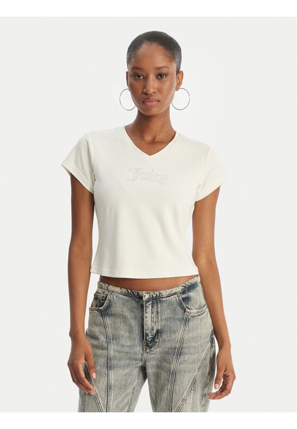 Juicy Couture T-Shirt Capped JCWCT126318 Écru Slim Fit