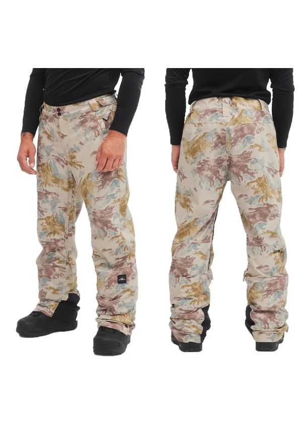 O'Neill - Spodnie zimowe na narty i snowboard męskie O'neill Hammered 10K. Kolor: wielokolorowy, brązowy, zielony. Materiał: poliester. Sezon: zima. Sport: narciarstwo, snowboard