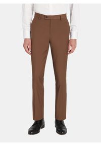 Pako Lorente - PAKO LORENTE - Gładkie brązowe spodnie ganiturowe. Okazja: na spotkanie biznesowe. Kolor: brązowy. Materiał: poliester, elastan, wiskoza. Wzór: gładki. Styl: młodzieżowy, biznesowy