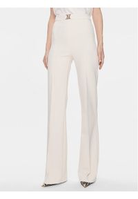 Elisabetta Franchi Spodnie materiałowe PA-T15-41E2 Écru Regular Fit. Materiał: syntetyk, materiał