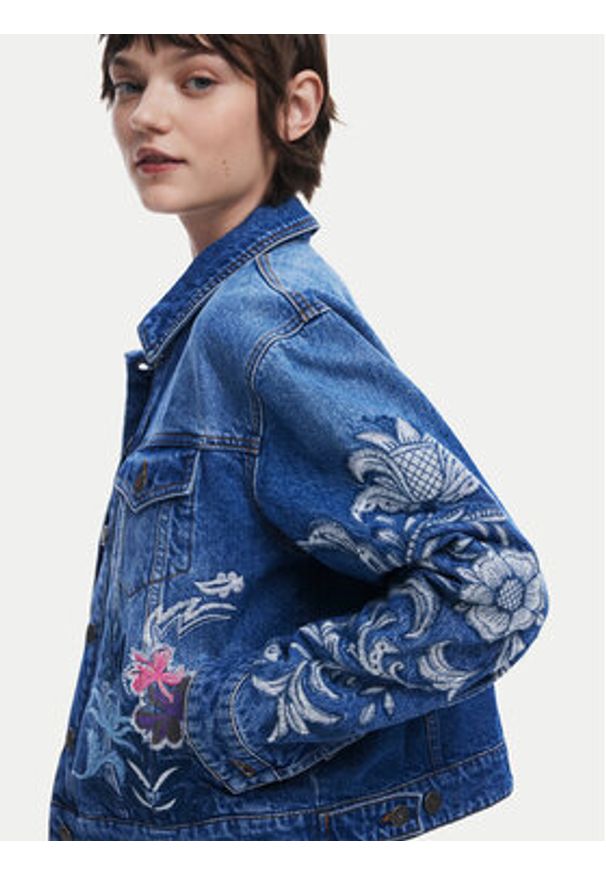 Desigual Kurtka jeansowa Misouri 25SWED55 Niebieski Regular Fit. Kolor: niebieski. Materiał: bawełna