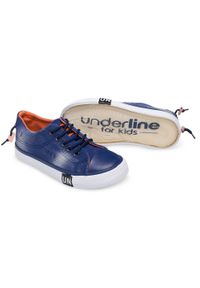 UNDERLINE - Trampki dziecięce Underline T-2-1013 Granatowe. Zapięcie: sznurówki. Kolor: niebieski. Materiał: tworzywo sztuczne, tkanina #5
