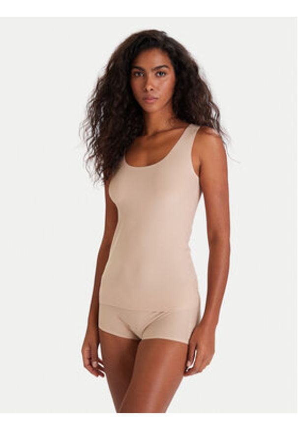 Chantelle Top Soft Stretch C26460 Beżowy Regular Fit. Kolor: beżowy. Materiał: syntetyk