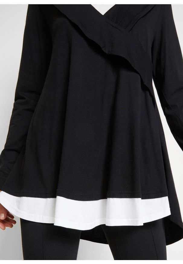 bonprix - Tunika z mieszanki bawełny i wiskozy. Kolor: czarny. Materiał: wiskoza, bawełna