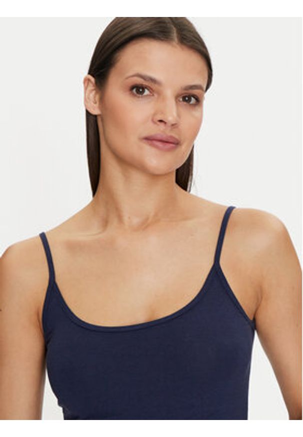 Gina Tricot Top 22470 Granatowy Slim Fit. Kolor: niebieski. Materiał: bawełna