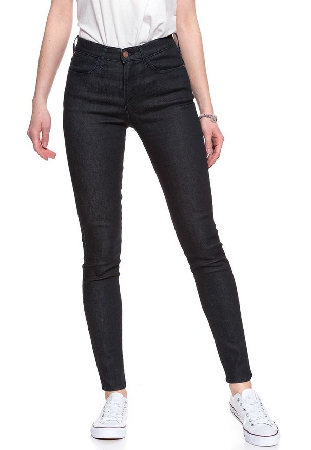 Wrangler - SPODNIE WRANGLER DAMSKIE HIGH SKINNY RINSEWASH W27HCQ023. Stan: podwyższony. Materiał: jeans