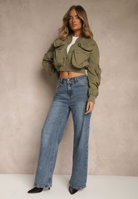Renee - Niebieskie Jeansy Dzwony High Waist Selphire. Stan: podwyższony. Kolor: niebieski. Długość: krótkie. Styl: retro #4