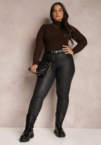 Renee - Czarne Spodnie Skinny Zangi. Kolekcja: plus size. Kolor: czarny. Styl: klasyczny