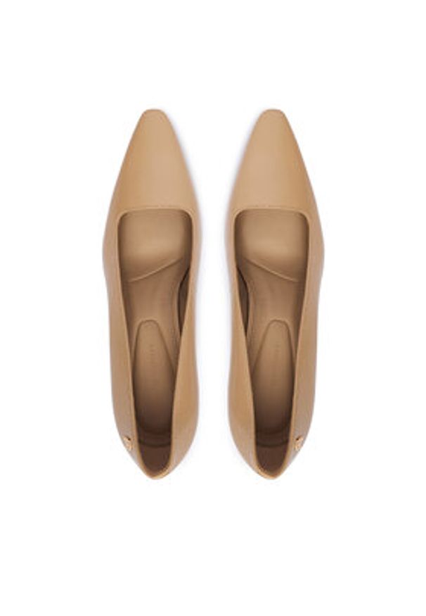 TOMMY HILFIGER - Tommy Hilfiger Szpilki Squared Toe High Heel Lth Pump FW0FW09510 Brązowy jasny. Kolor: brązowy. Materiał: skóra. Obcas: na szpilce
