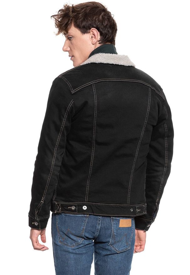 Mustang - MUSTANG New York Shearling MĘSKA KURTKA PRZEJŚCIOWA DENIM BLACK 1008509 4000 982. Materiał: jeans, denim