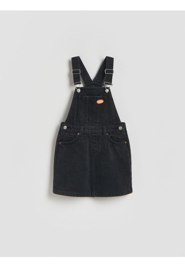 Reserved - Jeansowa sukienka ogrodniczka - szary. Kolor: szary