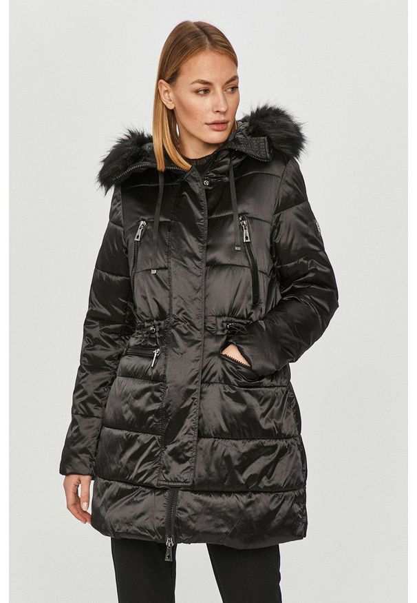 Tiffi - Kurtka Nancy kolekcja Eco Fifi. Okazja: na co dzień. Kolor: czarny. Materiał: materiał, puch, futro. Wzór: gładki. Styl: casual