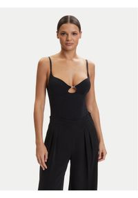 Karl Lagerfeld - KARL LAGERFELD Body B1W47049 Czarny Slim Fit. Typ kołnierza: dekolt w karo. Kolor: czarny. Materiał: bawełna #1