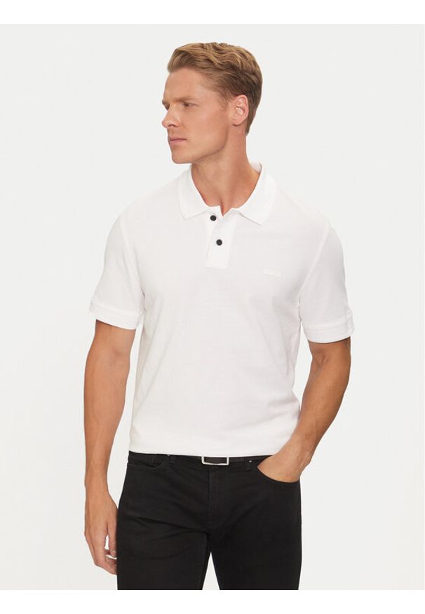 BOSS - Boss Polo Prime 50507813 Biały Regular Fit. Typ kołnierza: polo. Kolor: biały. Materiał: bawełna