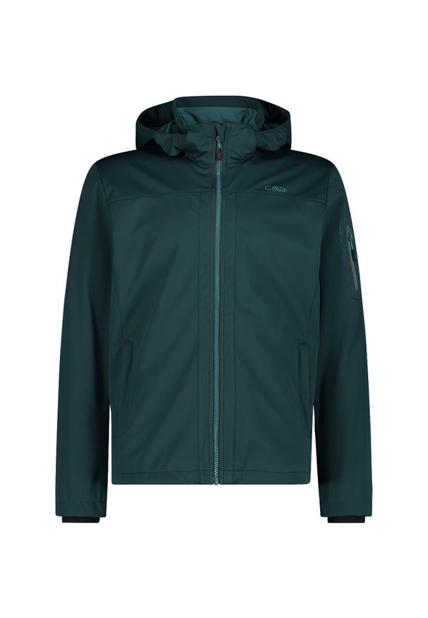 Kurtka męska turystyczna CMP 39A5027. Typ kołnierza: kaptur. Kolor: zielony. Materiał: softshell. Sport: turystyka piesza