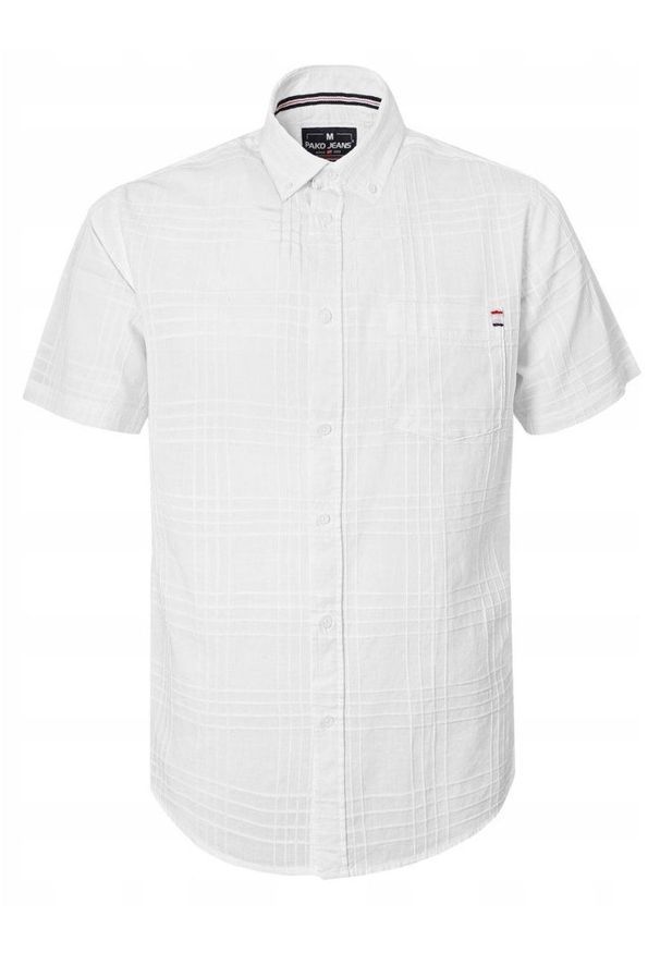 Weekendowa Koszula Męska, Taliowany Krój - Pako Jeans - Biała. Okazja: na co dzień. Kolor: biały. Materiał: bawełna. Styl: casual