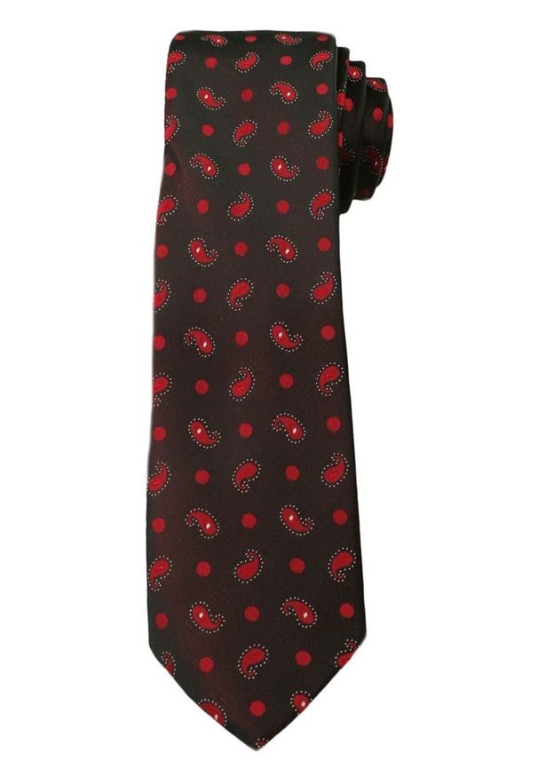 Męski Krawat, Czerwony Wzór PAISLEY - 6 cm - Angelo di Monti, Ciemnoczerwony. Kolor: czerwony. Wzór: paisley