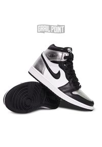 AIR JORDAN - Sneakersy Air Jordan Retro I Silver Toe. Wysokość cholewki: przed kolano. Kolor: czarny. Szerokość cholewki: normalna