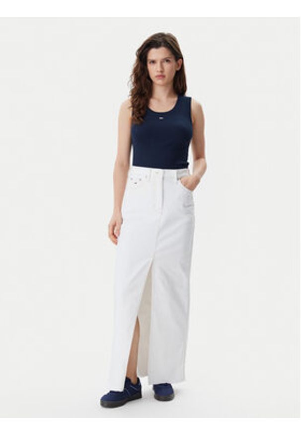 Tommy Jeans Spódnica jeansowa Claire DW0DW20125 Écru Regular Fit. Materiał: bawełna