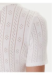Tommy Jeans Sukienka dzianinowa Pointelle DW0DW20874 Écru Slim Fit. Materiał: syntetyk