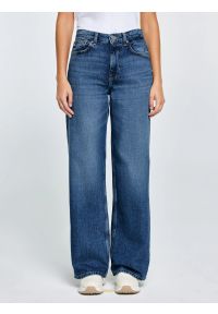 Big-Star - Jeansy damskie z szeroką nogawką niebieskie Atrea 389. Okazja: na co dzień. Stan: podwyższony. Kolor: niebieski. Styl: casual, klasyczny, vintage, elegancki #1