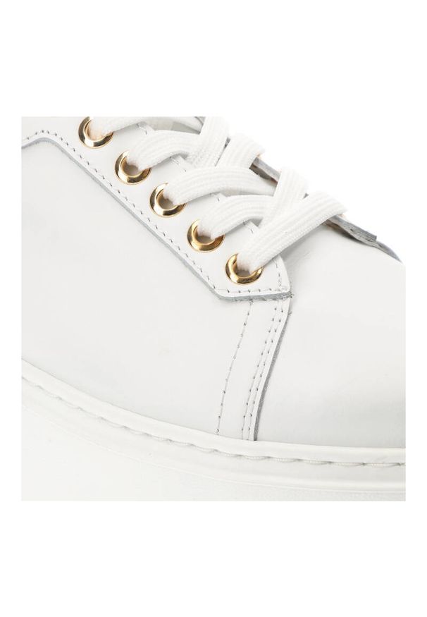 CheBello - Białe Sneakersy Chebello Modne Buty Damskie. Kolor: biały. Szerokość cholewki: normalna. Obcas: na obcasie. Wysokość obcasa: średni