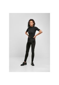 Damskie legginsy z wysoką talią Urban Classics velvet. Stan: podwyższony. Kolor: czarny #2