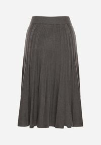 Born2be - Ciemnoszara Rozkloszowana Plisowana Spódnica Dzianinowa Tussana. Okazja: na co dzień. Stan: podwyższony. Kolor: szary. Materiał: dzianina. Styl: casual #5