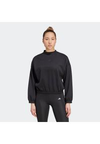 Adidas - Bluza fitness damska ADIDAS crop top. Kolor: czarny. Materiał: materiał. Sport: fitness