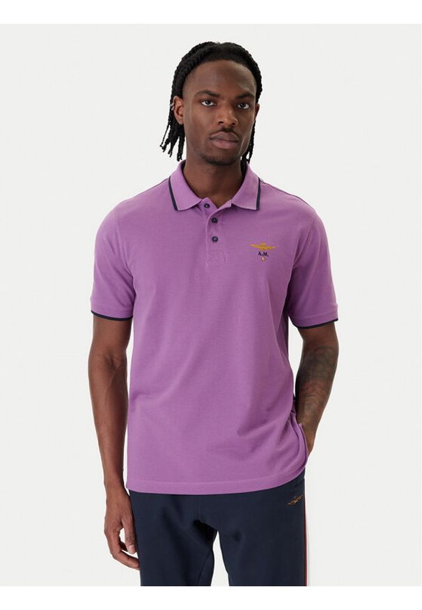 Aeronautica Militare Polo 261PO1308UP00082 Fioletowy Regular Fit. Typ kołnierza: polo. Kolor: fioletowy. Materiał: bawełna