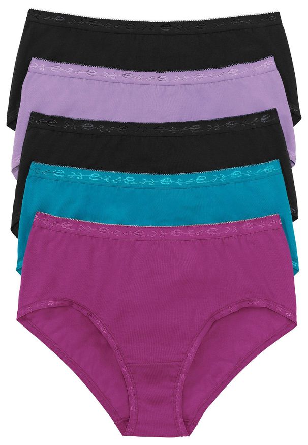 bonprix - Figi maxi (5 par). Kolor: czarny. Wzór: aplikacja