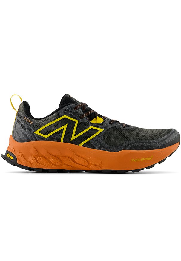 Buty męskie New Balance Fresh Foam X Hierro v8 MTHIERH8 – czarne. Kolor: czarny. Materiał: guma, syntetyk, materiał. Szerokość cholewki: normalna. Sport: bieganie, fitness