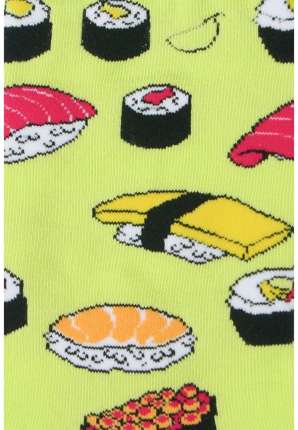 His Story - Tematyczne Skarpetki Bawełniane - Sushi na Żółtym Tle. Kolor: żółty, złoty, wielokolorowy. Materiał: poliamid, bawełna, elastan