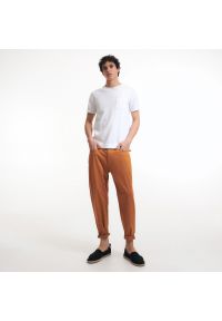 Reserved - Spodnie Carrot - Brązowy. Kolor: brązowy