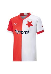 Jersey Puma sk Slavia Praha Home Jr 116 - Oddychająca koszulka piłkarska. Kolor: czerwony, wielokolorowy. Materiał: jersey. Sport: piłka nożna