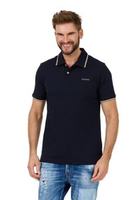 Guess - GUESS Granatowe męskie polo Lyle, Rozmiar XXL. Typ kołnierza: polo. Kolor: niebieski #5