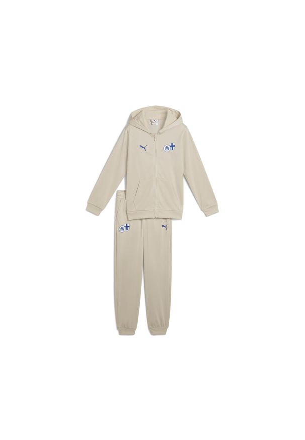 Puma - Dres dziecięcy OM Culture. Kolor: beżowy. Materiał: dresówka. Styl: sportowy