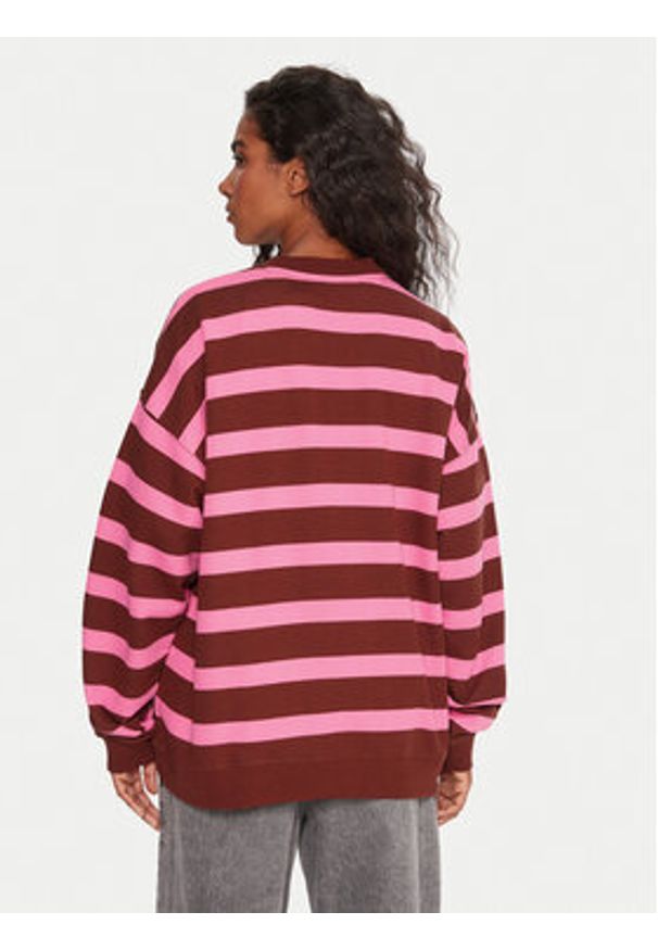 Roxy Bluza Strictly Stripes ERJFT05004 Różowy Oversize. Kolor: różowy. Materiał: bawełna, syntetyk