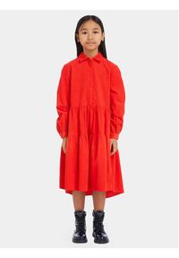 TOMMY HILFIGER - Tommy Hilfiger Sukienka koszulowa KG0KG07575 Czerwony Regular Fit. Kolor: czerwony. Materiał: bawełna. Typ sukienki: koszulowe