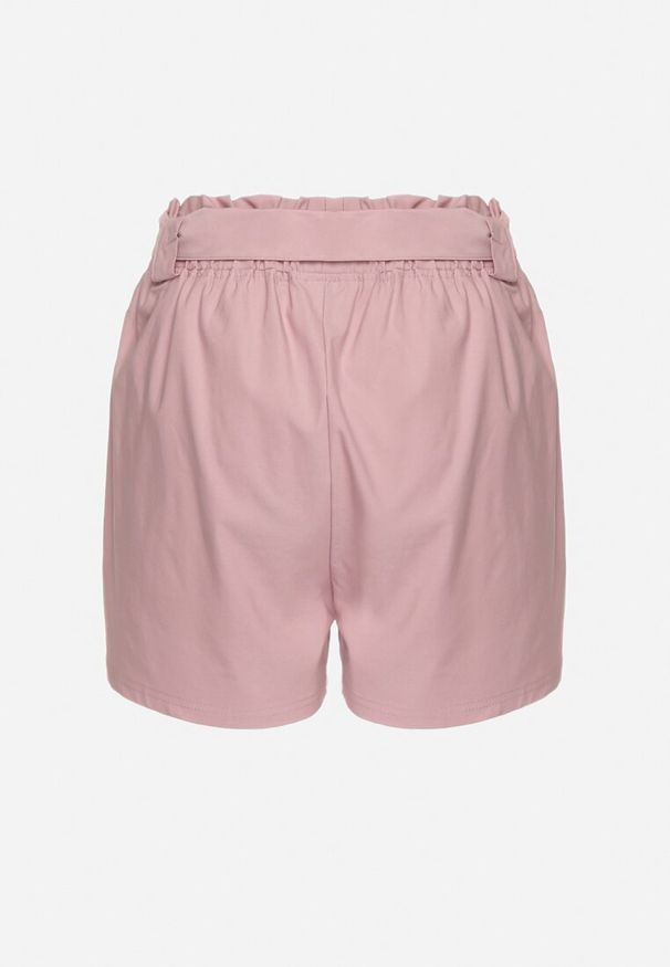 Born2be - Fioletowe Szorty Bermudy z Bawełną i Wysokim Stanem Ozdobione Wiązaniem Rosavia. Okazja: na co dzień. Stan: podwyższony. Kolor: fioletowy. Materiał: bawełna. Wzór: aplikacja. Styl: casual