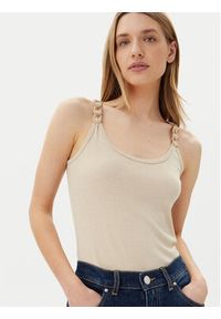 Morgan Top 251-DIDOA Beżowy Slim Fit. Kolor: beżowy. Materiał: wiskoza