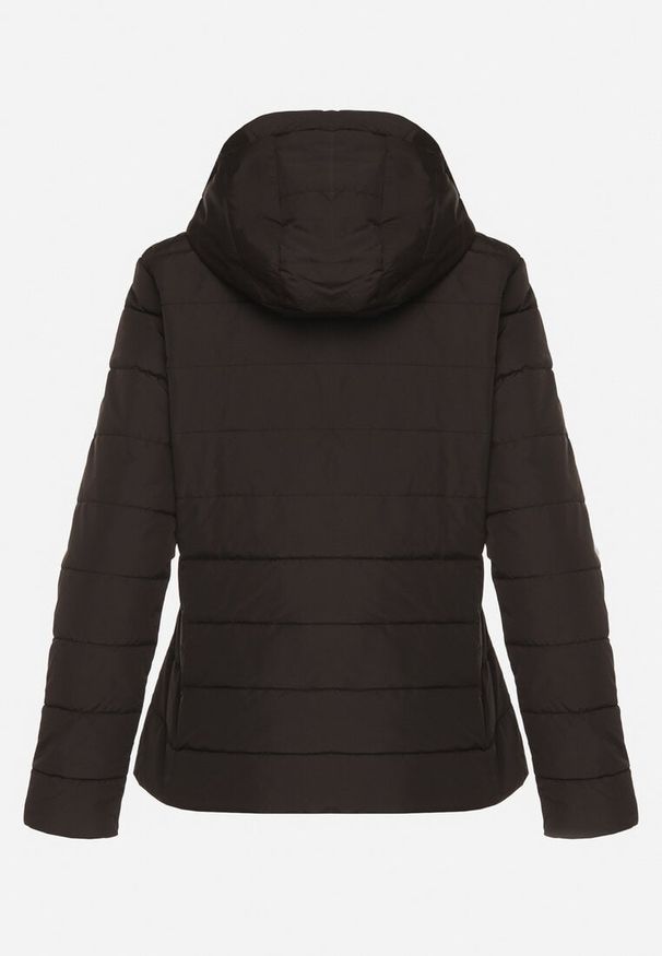 Born2be - Czarna Przejściowa Kurtka z Pikowanymi Przeszyciami i Odpinanym Kapturem Olunea. Okazja: na spacer, na co dzień. Kolor: czarny. Materiał: jeans, poliester. Styl: casual, elegancki